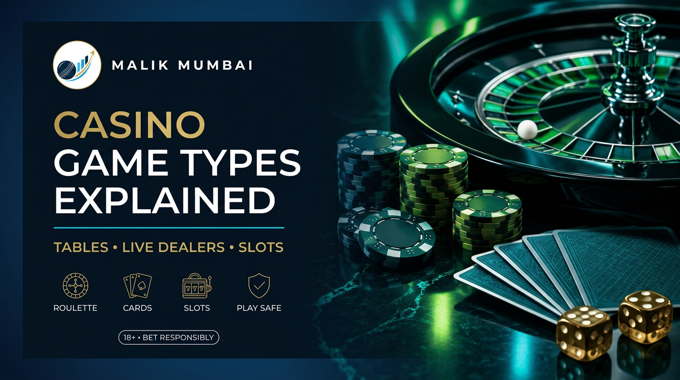 Casino game types explained: tables, live dealers, slots and more